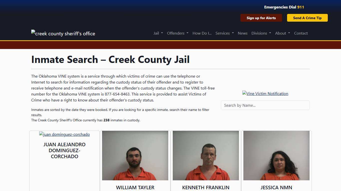 Inmate Search Creek County Sheriff's Office